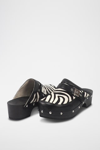 Sabots à talons en cuir - Noir