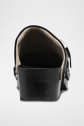 Sabots à talons en cuir - Noir