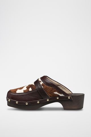 Sabots à talons en cuir - Marron