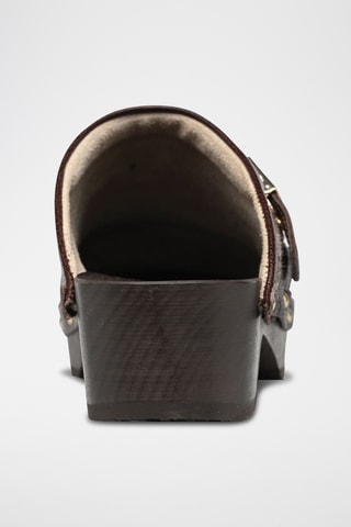 Sabots à talons en cuir - Marron