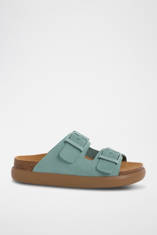Mules en cuir - Bleu clair