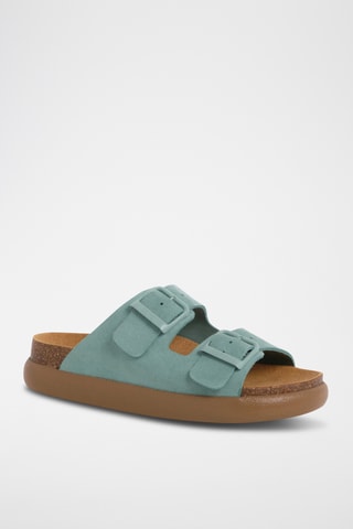 Mules en cuir - Bleu clair