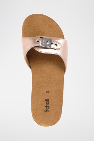 Mules à talons en cuir - Doré rose
