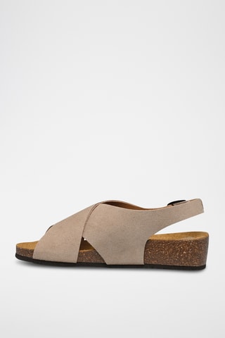 Sandales compensées en nubuck - Beige
