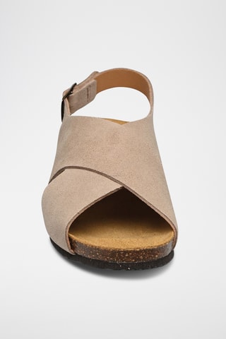 Sandales compensées en nubuck - Beige