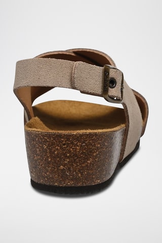 Sandales compensées en nubuck - Beige