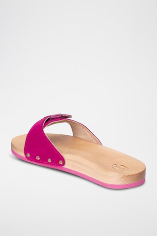 Mules en cuir - Fuchsia