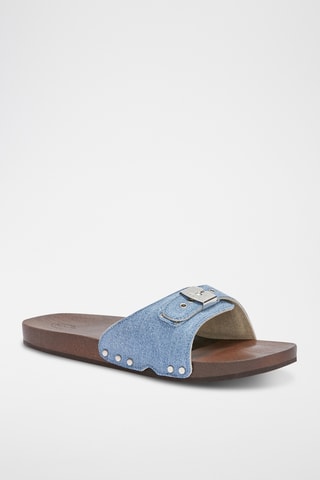 Mules en cuir - Bleu cobalt
