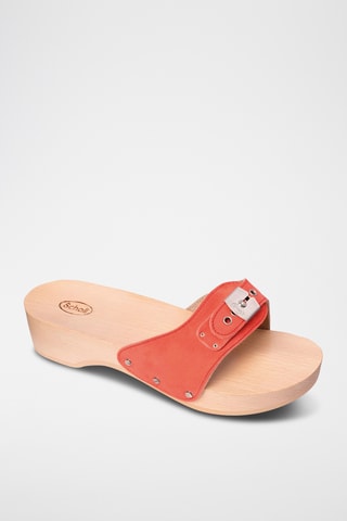Mules à talons en nubuck - Corail