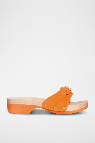 Mules à talons en nubuck - Orange