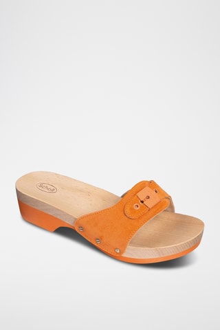 Mules à talons en nubuck - Orange