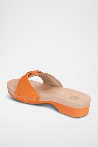 Mules à talons en nubuck - Orange