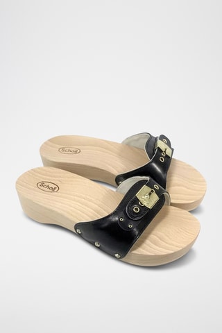Mules à talons en cuir - Noir