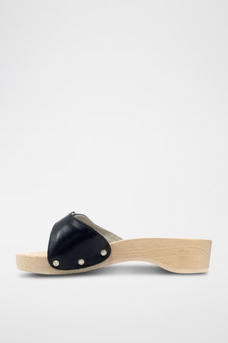 Mules à talons en cuir - Noir