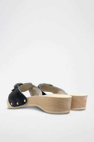 Mules à talons en cuir - Noir