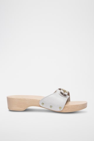 Mules à talons en cuir - Blanc
