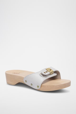 Mules à talons en cuir - Blanc