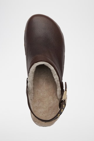 Sabots fourrés à talons en nubuck - Marron
