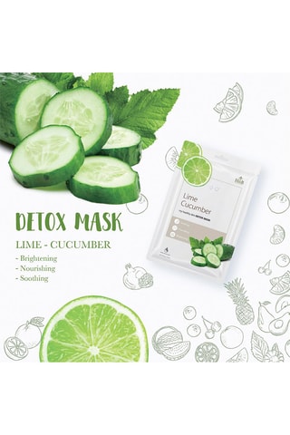 10 máscaras faciais de lima e pepino - 10 x 21 ml