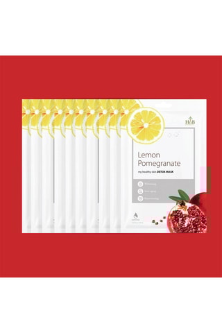 10 máscaras faciais de limão e romã - 10 x 21 ml