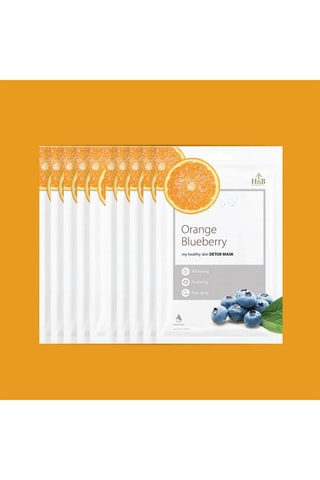 10 máscaras faciais com laranja e mirtilo - 10 x 21 ml