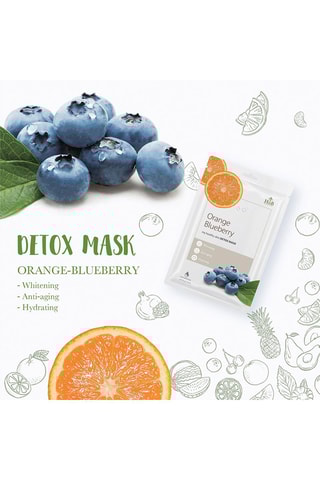 10 máscaras faciais com laranja e mirtilo - 10 x 21 ml
