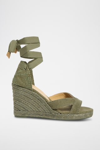 Biologisch Katoenen Espadrilles met Sleehak Bailey - Kaki -
