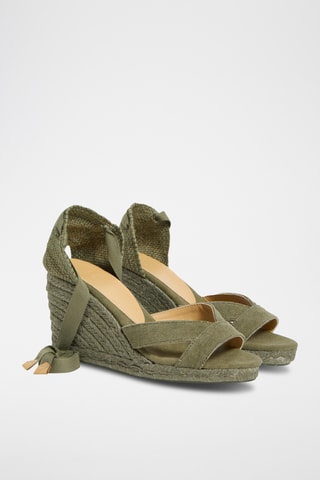 Biologisch Katoenen Espadrilles met Sleehak Bailey - Kaki -