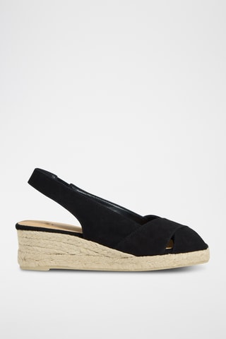 Nubuck Espadrilles met Sleehak Diana - Zwart