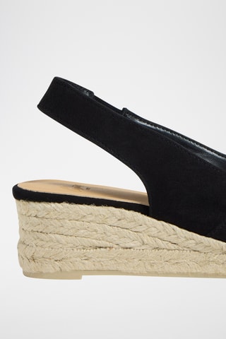 Nubuck Espadrilles met Sleehak Diana - Zwart