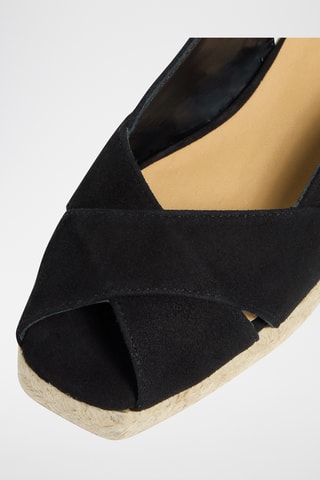 Nubuck Espadrilles met Sleehak Diana - Zwart