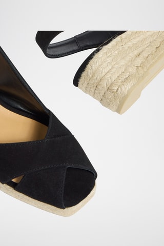Nubuck Espadrilles met Sleehak Diana - Zwart