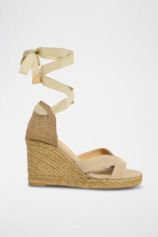 Biologisch Katoenen Espadrilles met Sleehak Bailey - Beige