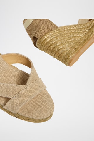 Biologisch Katoenen Espadrilles met Sleehak Bailey - Beige