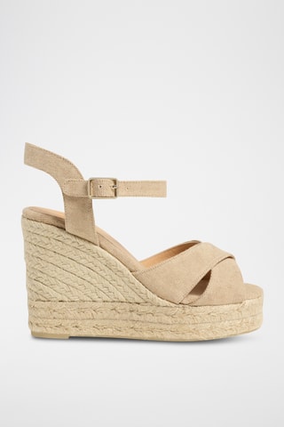 Biologisch Katoenen Espadrilles met Sleehak Blaudell - Beige