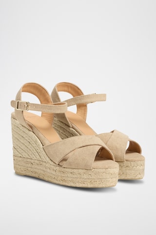 Biologisch Katoenen Espadrilles met Sleehak Blaudell - Beige