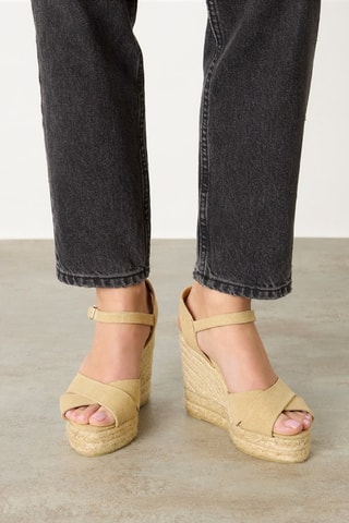 Biologisch Katoenen Espadrilles met Sleehak Blaudell - Beige