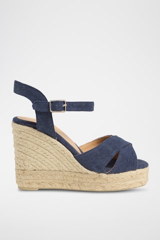 Biologisch Katoenen Espadrilles met Sleehak Blaudell - Donkerblauw
