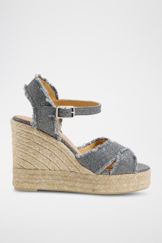 Linnen Espadrilles met Sleehak Bromelia - Grijs
