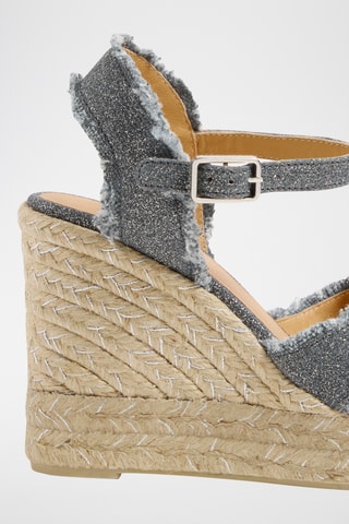Linnen Espadrilles met Sleehak Bromelia - Grijs