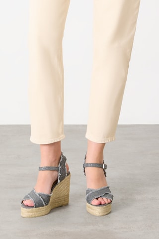 Linnen Espadrilles met Sleehak Bromelia - Grijs