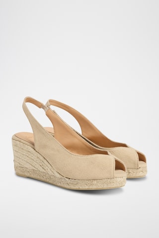 Biologisch Katoenen Espadrilles met Sleehak Barbara - Beige