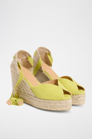 Biologisch Katoenen Espadrilles met Sleehak Bilina - Geel