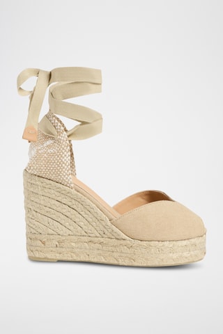 Biologisch Katoenen Espadrilles met Sleehak Bilina - Beige