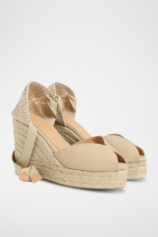 Biologisch Katoenen Espadrilles met Sleehak Bilina - Beige