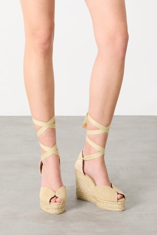 Biologisch Katoenen Espadrilles met Sleehak Bilina - Beige
