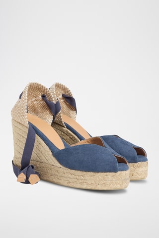 Biologisch Katoenen Espadrilles met Sleehak Bilina - Blauw