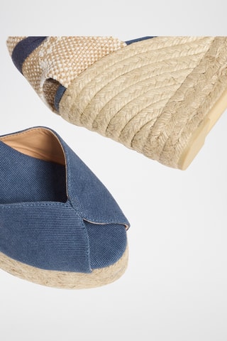Biologisch Katoenen Espadrilles met Sleehak Bilina - Blauw