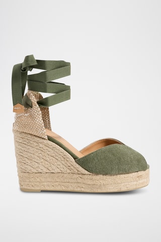 Biologisch Katoenen Espadrilles met Sleehak Bilina - Olijfgroen