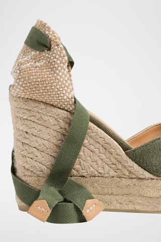 Biologisch Katoenen Espadrilles met Sleehak Bilina - Olijfgroen